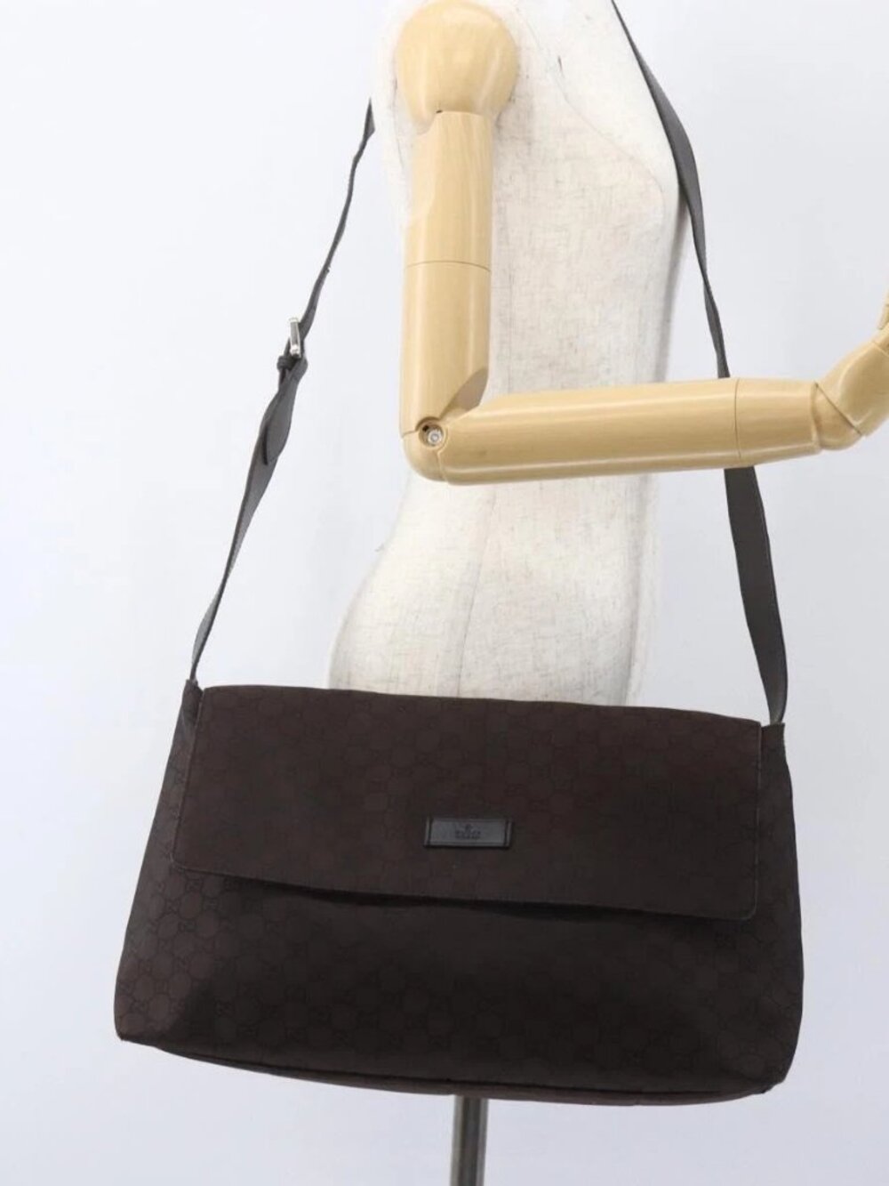 GUCCI GG Canvas Shoulder Bag Brown Silver 272350 Auth ka1322 - Picture 1 of 16
